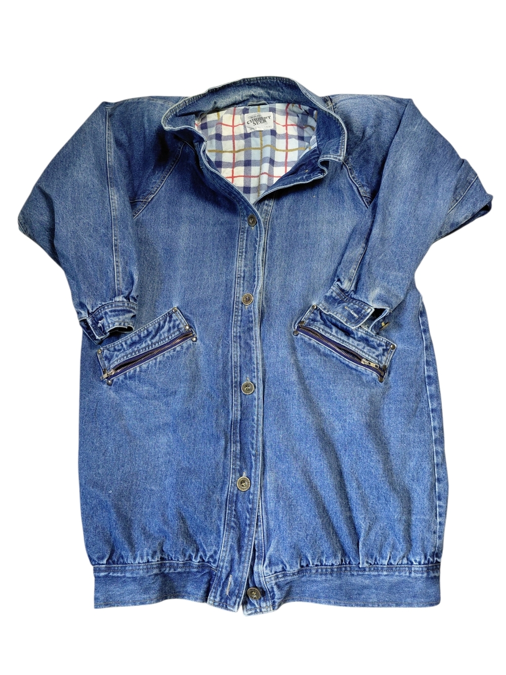 Be In The Current Seen Womens Long Denim Jacket With Flannel Lining Size 18W